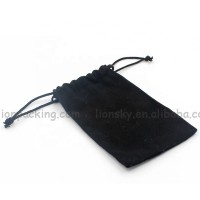 Hot sale Custom logo printed black soft velvet fabric jewelry pouch drawstring gift bag for sale