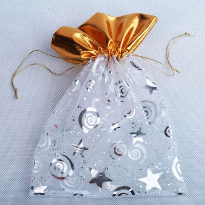 gold organza drawstring pouch bags for gift