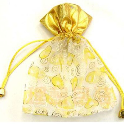 gold organza drawstring bags for gift