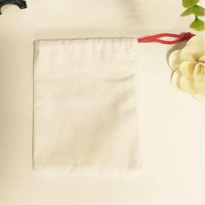 Custom wholesale white fabric cotton canvas drawstring bag