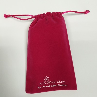 high quality velvet fabric red drawstring bags